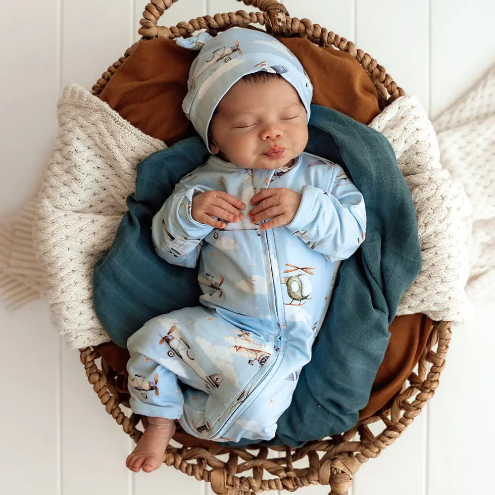 Snuggle Hunny Kids Snuggle Hunny Taking Flight Organic Snugglesuit Convertible Romper