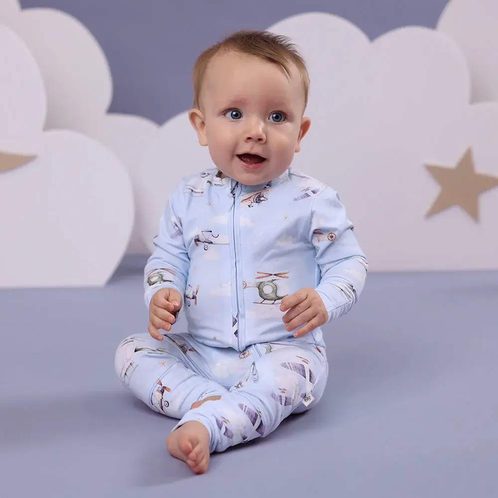 Snuggle Hunny Kids Snuggle Hunny Taking Flight Organic Snugglesuit Convertible Romper