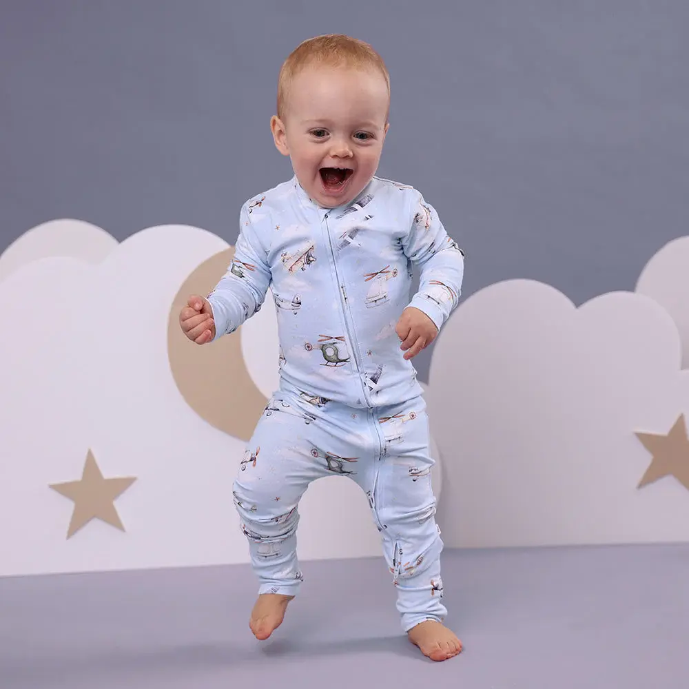 Snuggle Hunny Kids Snuggle Hunny Taking Flight Organic Snugglesuit Convertible Romper