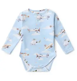 Snuggle Hunny Kids Snuggle Hunny Taking Flight Long Sleeve Organic Bodysuit