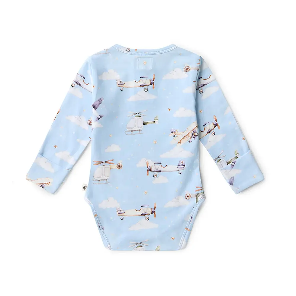 Snuggle Hunny Kids Snuggle Hunny Taking Flight Long Sleeve Organic Bodysuit