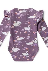 Snuggle Hunny Kids Snuggle Hunny Midnight Swan Long Sleeve Organic Bodysuit with Frill