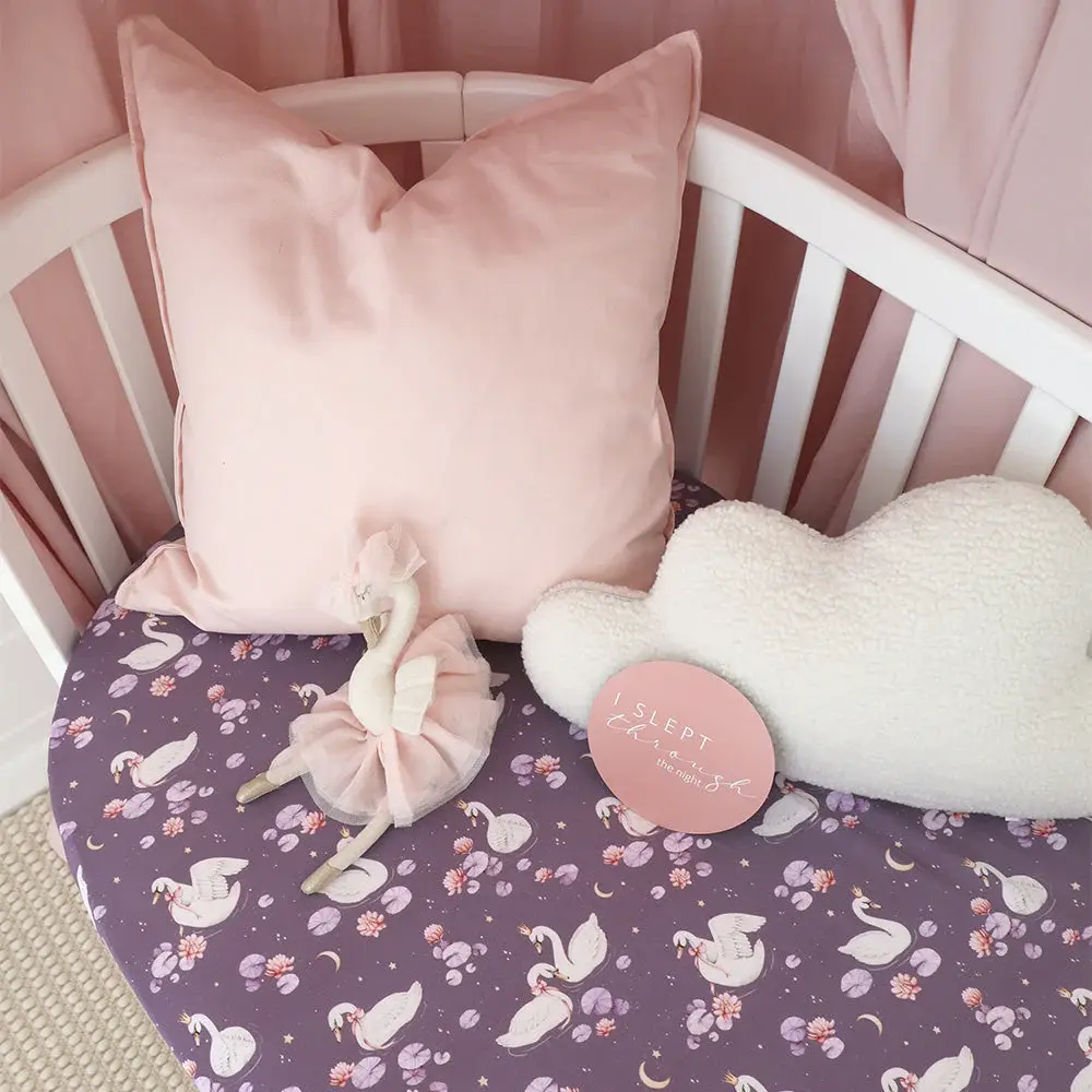 Snuggle Hunny Kids Snuggle Hunny Midnight Swan Organic Fitted Cot Sheet