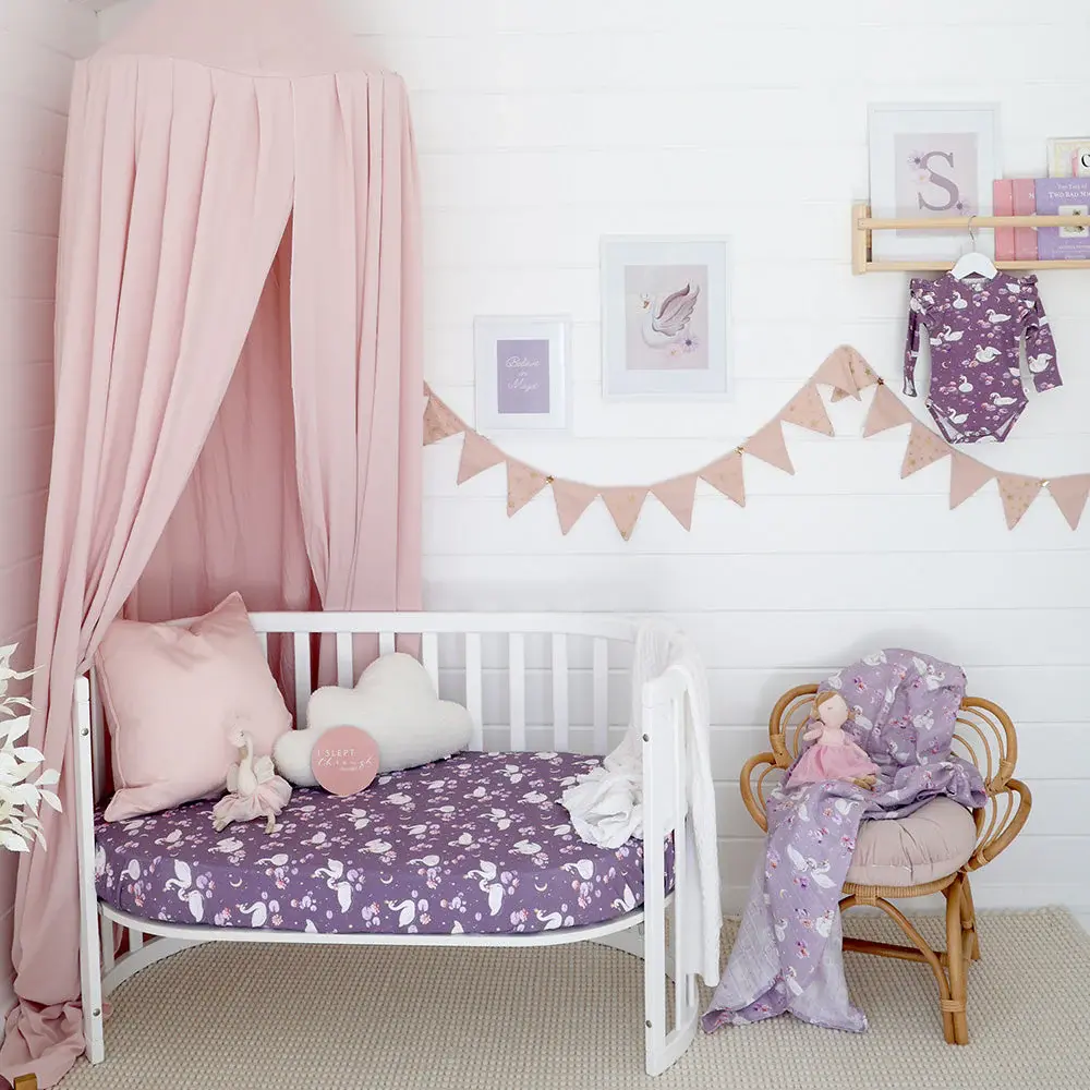 Snuggle Hunny Kids Snuggle Hunny Midnight Swan Organic Fitted Cot Sheet