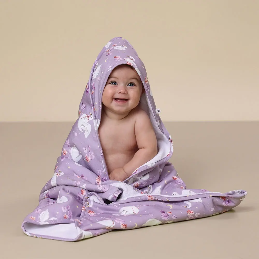 Snuggle Hunny Kids Snuggle Hunny Swan Lake Organic Hooded Baby Towel