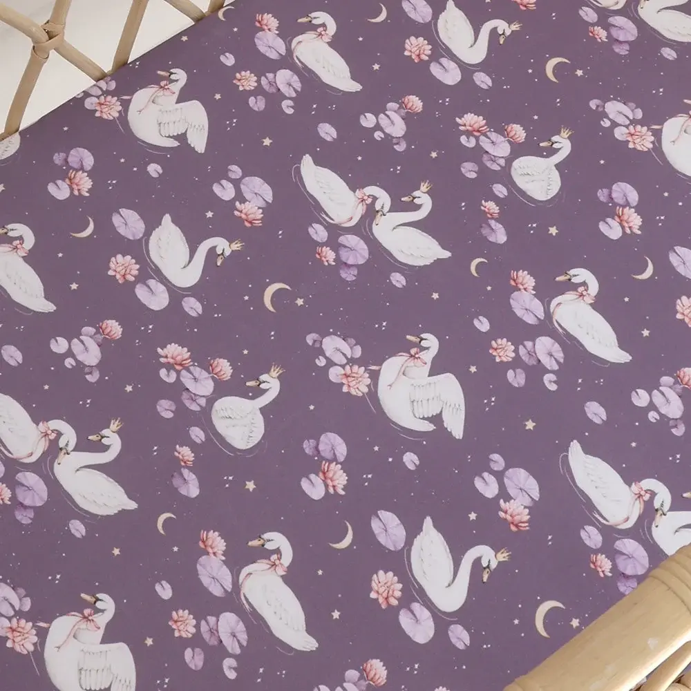 Snuggle Hunny Kids Snuggle Hunny Midnight Swan Organic Bassinet Sheet / Change Pad Cover