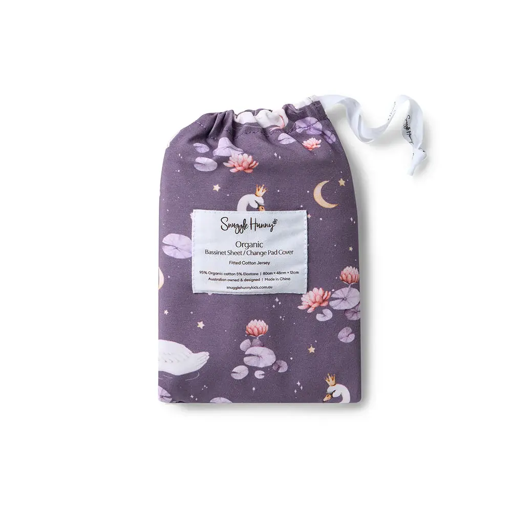 Snuggle Hunny Kids Snuggle Hunny Midnight Swan Organic Bassinet Sheet / Change Pad Cover