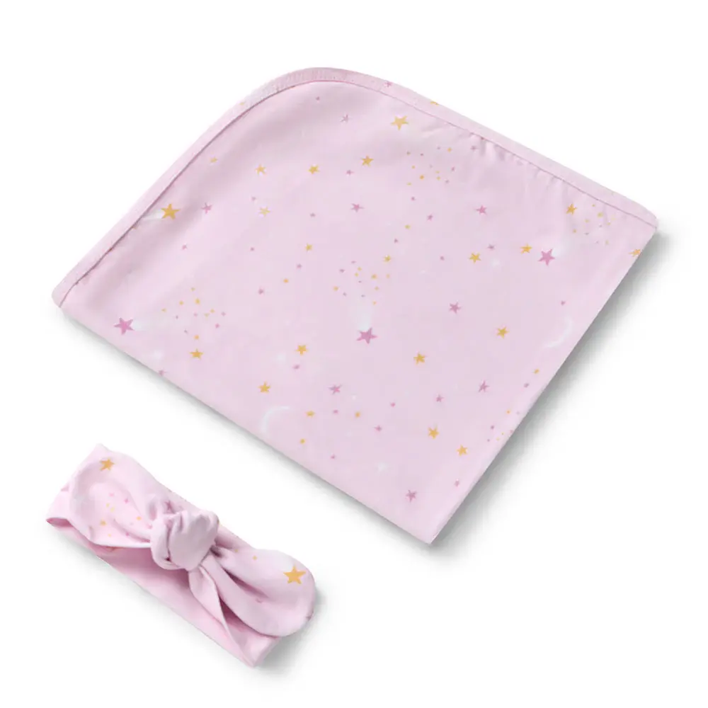 Snuggle Hunny Kids Snuggle Hunny Twinkle Organic Jersey Wrap & Topknot Set