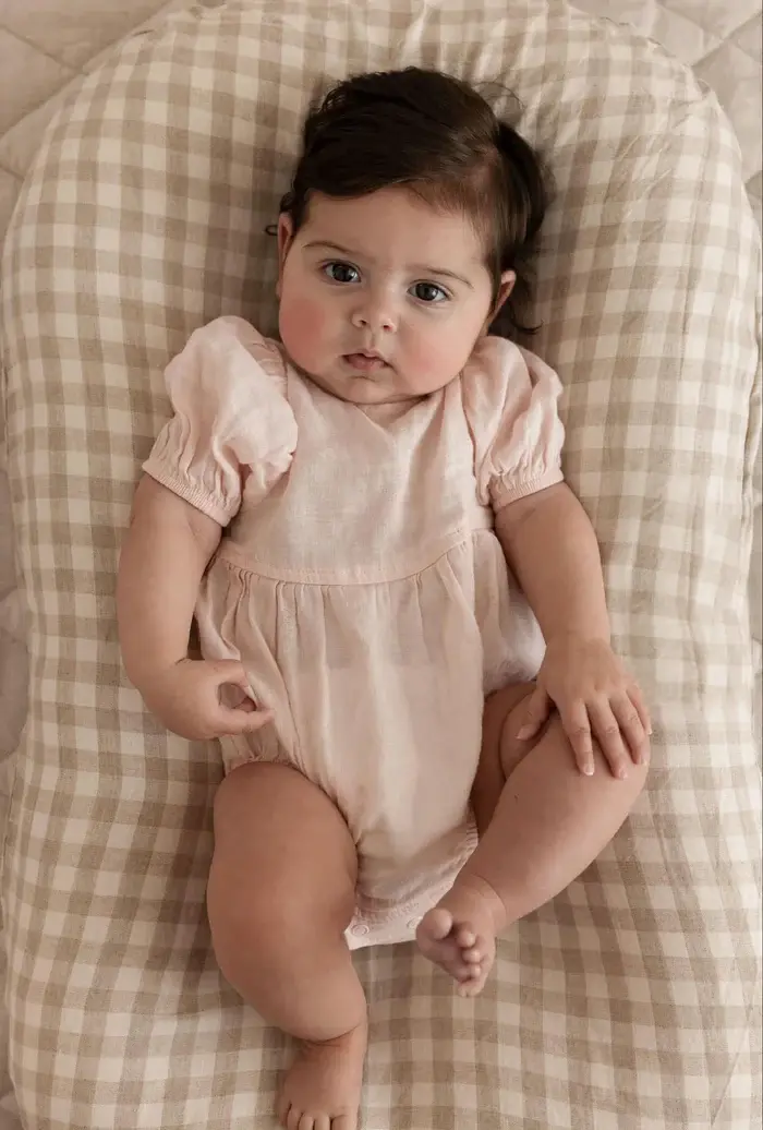 Linen Label Linen Label Baby Lounger Nest + Gingham Linen Cover | Beige