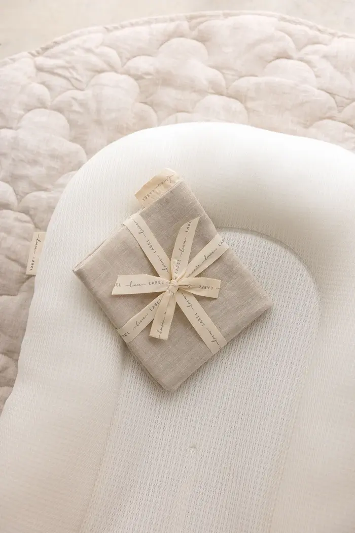 Linen Label Linen Label Baby Lounger Nest + Natural Linen Cover | Beige