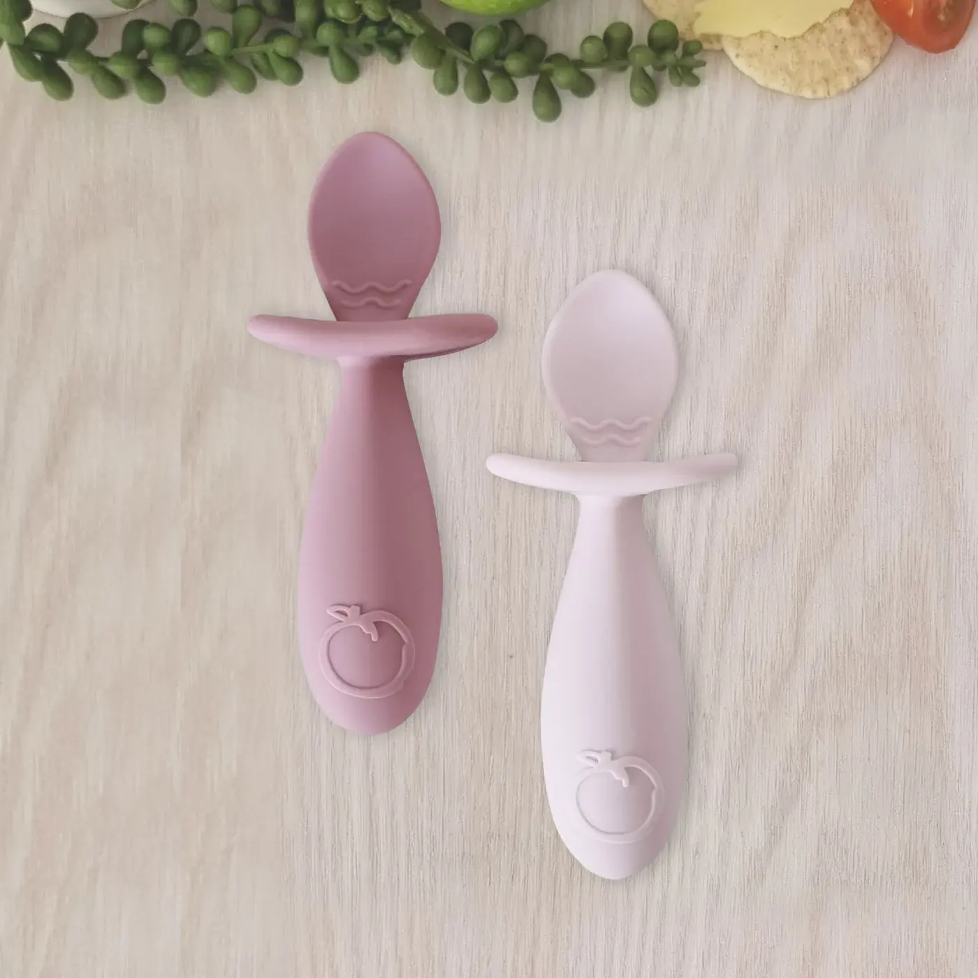 Plum Plum Silicone 2PK Easy Grip Spoon Set