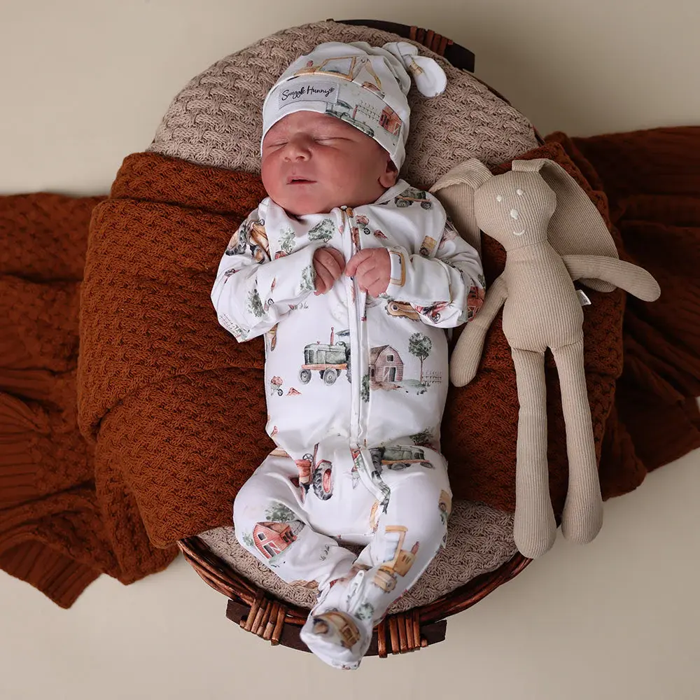 Snuggle Hunny Kids Snuggle Hunny Diggers & Tractors Organic Snuggle Sleepsuit Zip Footie