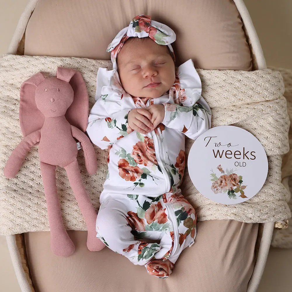 Snuggle Hunny Kids Snuggle Hunny Organic Snuggle Sleepsuit Zip Footie with Frill - Rosebud
