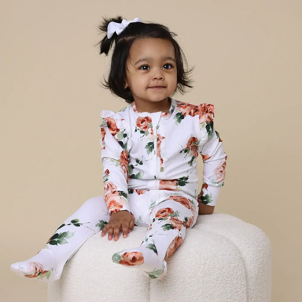 Snuggle Hunny Kids Snuggle Hunny Organic Snuggle Sleepsuit Zip Footie with Frill - Rosebud