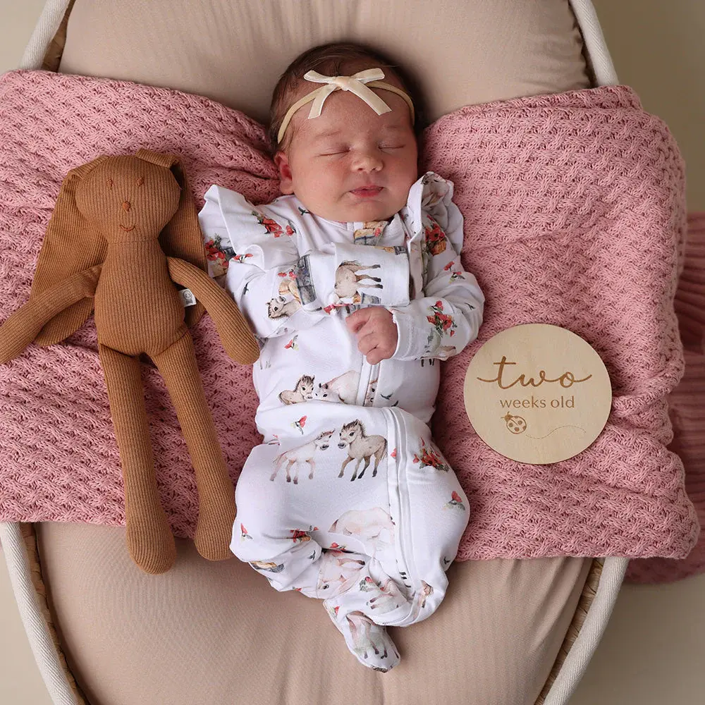 Snuggle Hunny Kids Snuggle Hunny Organic Snuggle Sleepsuit Zip Footie with Frill - Pony Pals