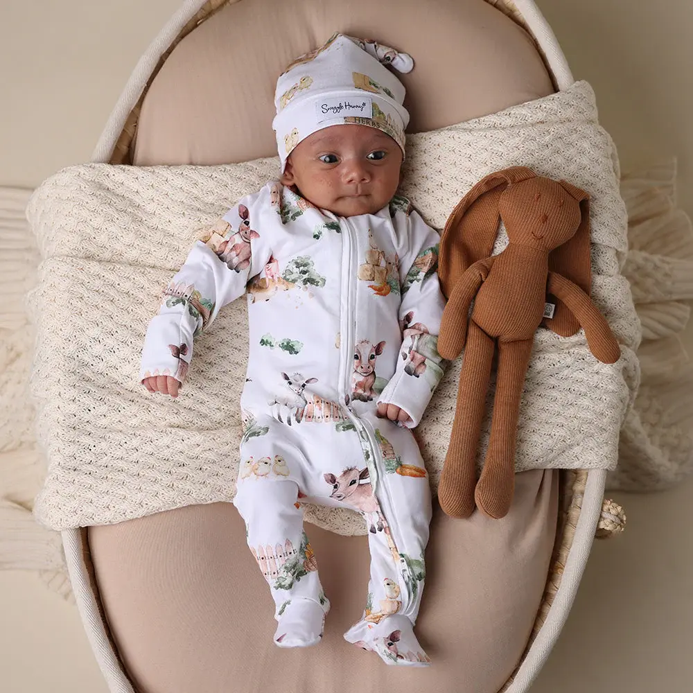 Snuggle Hunny Kids Snuggle Hunny Farm Organic Snuggle Sleepsuit Zip Footie