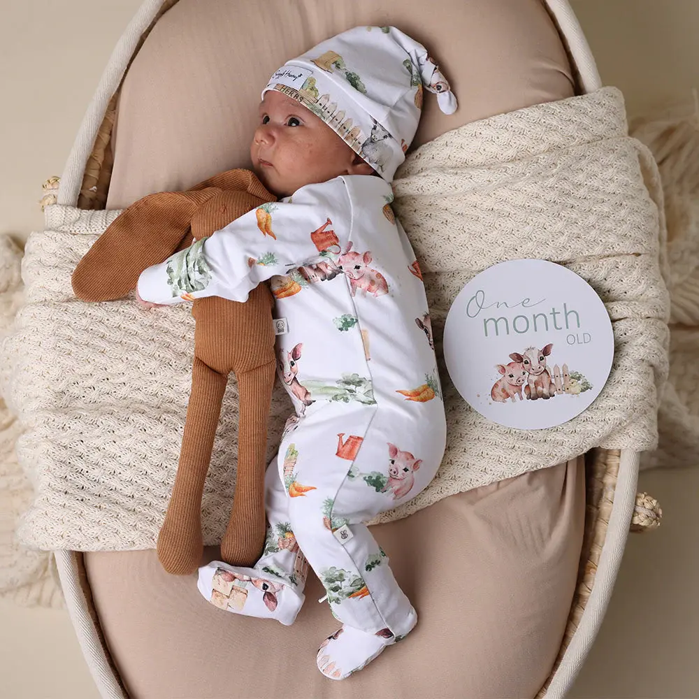 Snuggle Hunny Kids Snuggle Hunny Farm Organic Snuggle Sleepsuit Zip Footie