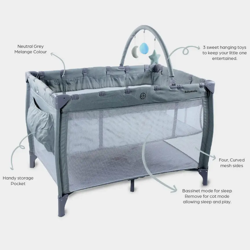 Roger Armstrong Baby Studio 3 in 1 Portacot Grey