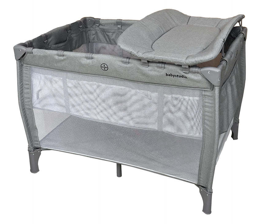 Baby Studio Baby Studio 2 in 1 Portacot Grey with bassinet and changer