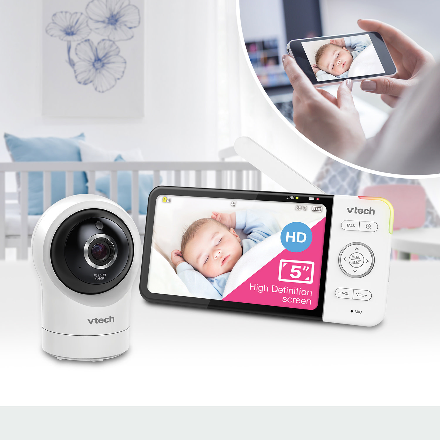 VTech Vtech RM5764HDV2 5” Smart HD Pan & Tilt Video Monitor With Remote Access