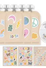 Cherub Baby Cherub Baby Customizable Reusable Food Pouches with Name Labels/Stickers 150ml 5PK Retro Rainbow