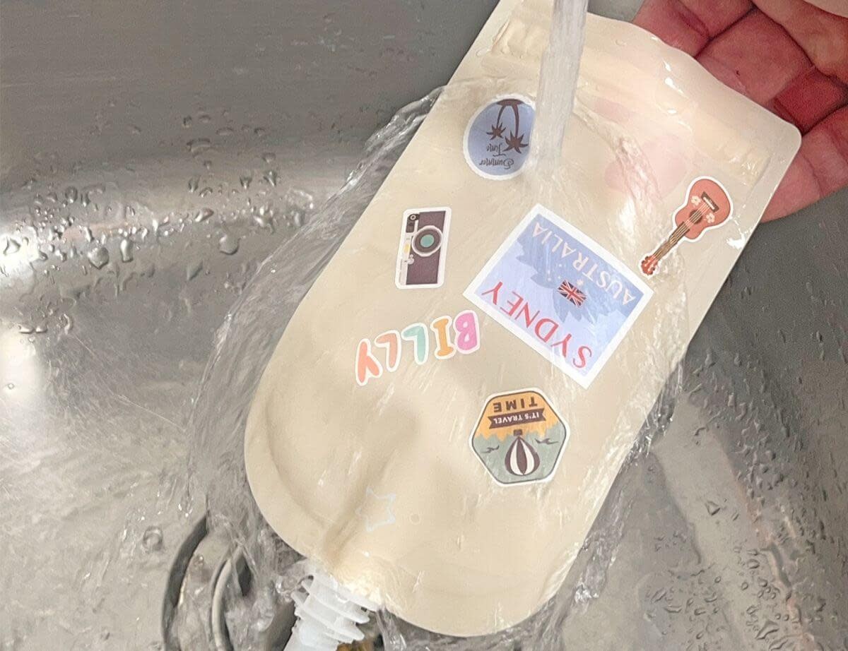 Cherub Baby Cherub Baby Customizable Reusable Food Pouches with Name Labels/Stickers 150ml 5PK Retro Rainbow