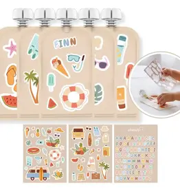 Cherub Baby Cherub Baby Customizable Reusable Food Pouches with Name Labels/Stickers 150ml 5PK Summer Vibes