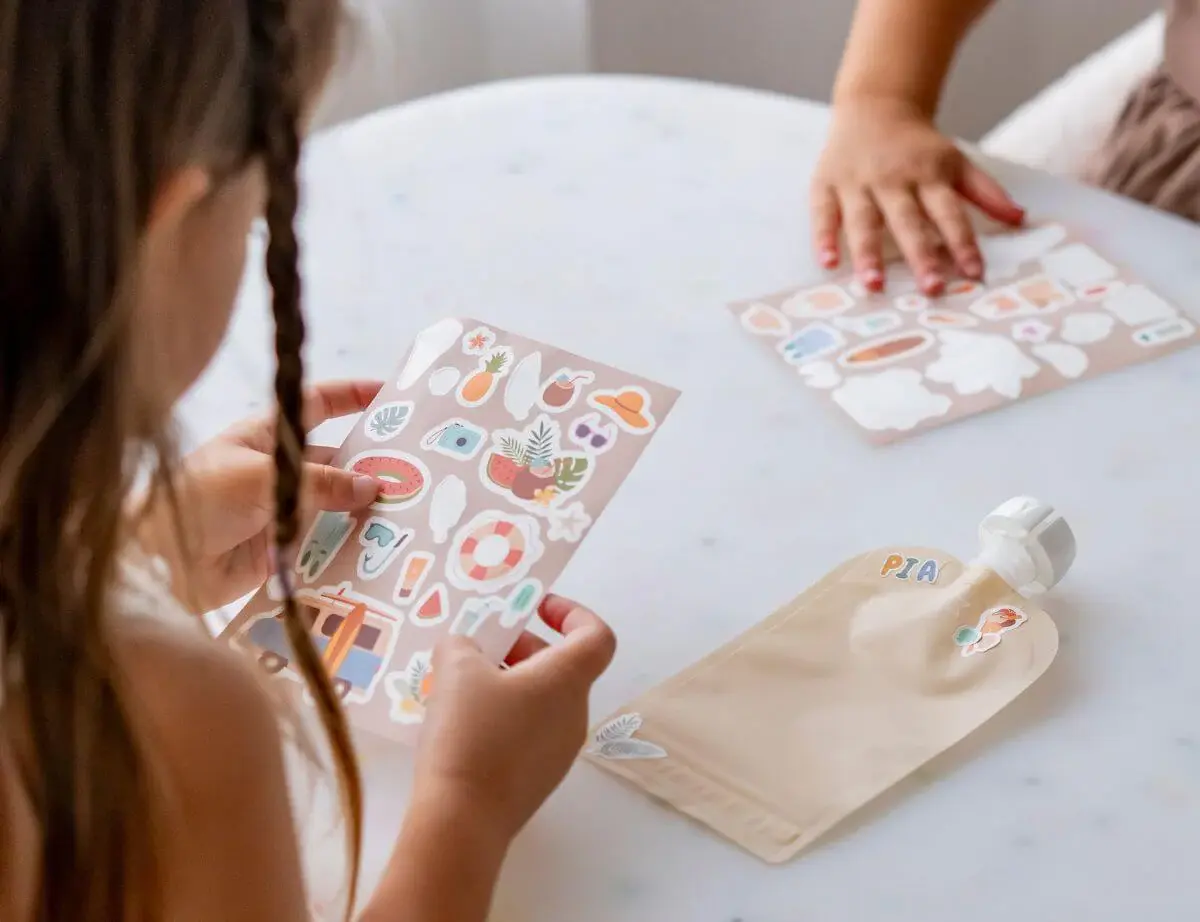Cherub Baby Cherub Baby Customizable Reusable Food Pouches with Name Labels/Stickers 150ml 5PK Summer Vibes