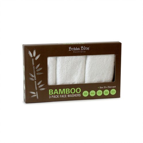 Bubba Blue Bubba Blue Bamboo 3pk Face Washers - White