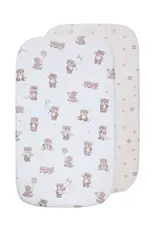 Living Textiles Living Textiles 2 Pack Organic Jersey Bedside Sleeper Fitted Sheets - Cuddly Bear