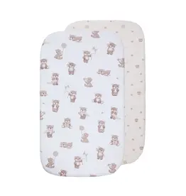 Living Textiles Living Textiles 2 Pack Organic Jersey Bedside Sleeper Fitted Sheets - Cuddly Bear