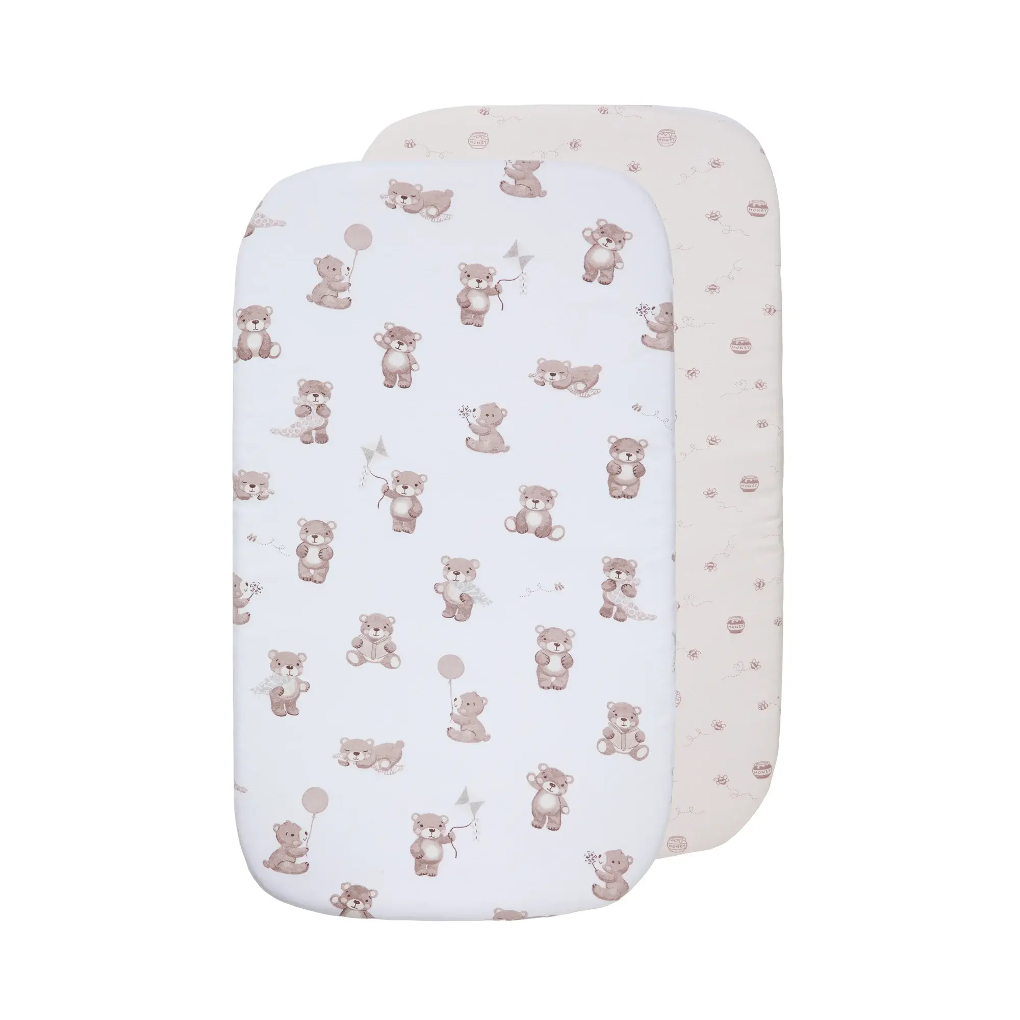 Living Textiles Living Textiles 2 Pack Organic Jersey Bedside Sleeper Fitted Sheets - Cuddly Bear