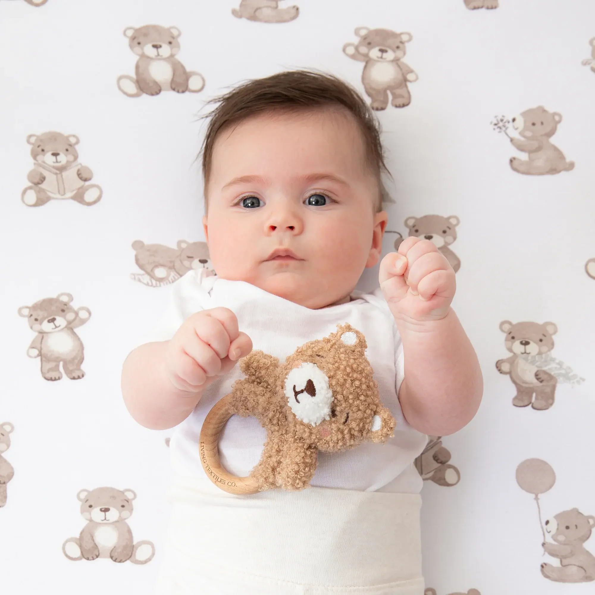 Living Textiles Living Textiles 2 Pack Organic Jersey Bedside Sleeper Fitted Sheets - Cuddly Bear