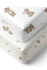 Living Textiles Living Textiles 2-pack Jersey Cot Fitted Sheet Cuddly Bear