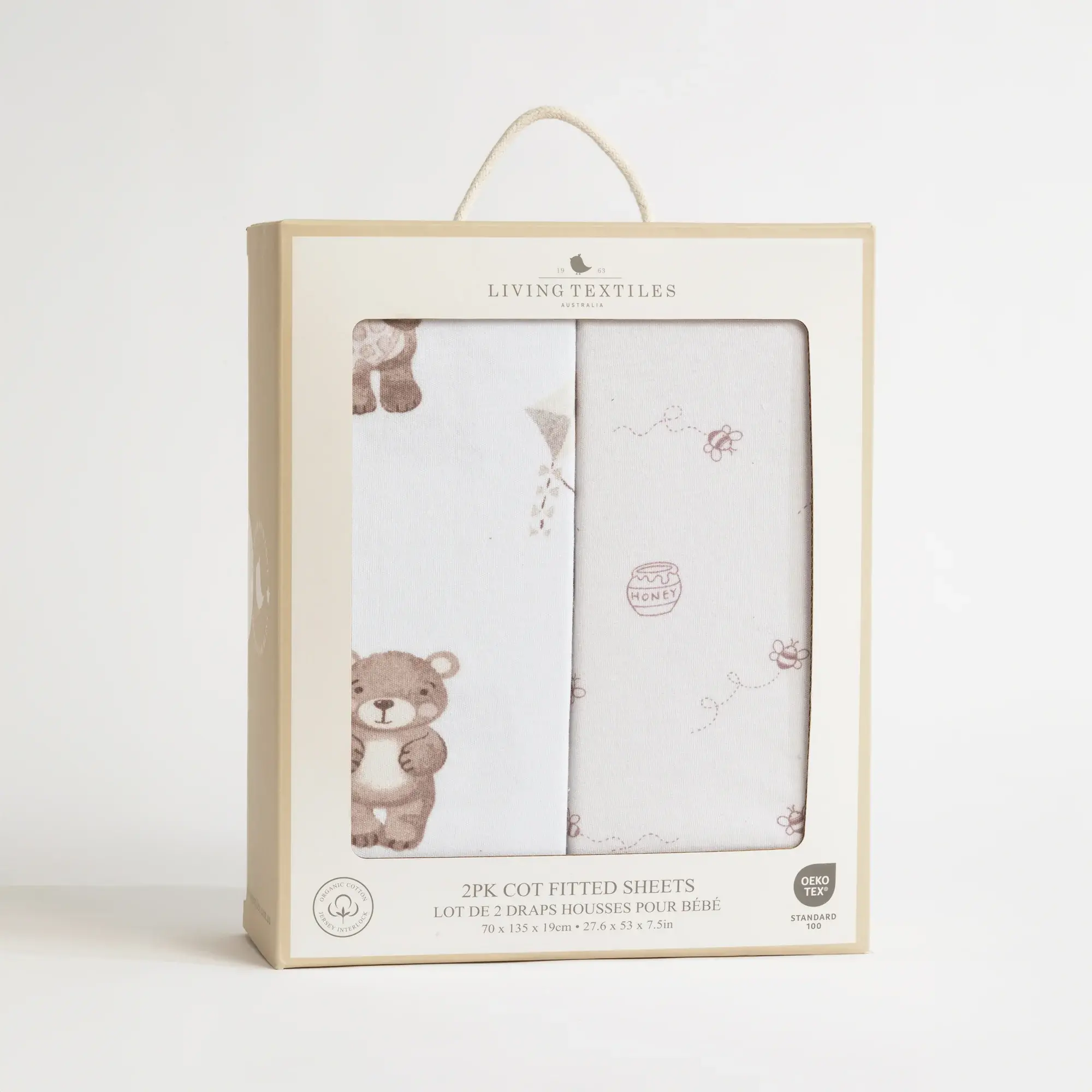 Living Textiles Living Textiles 2-pack Jersey Cot Fitted Sheet Cuddly Bear