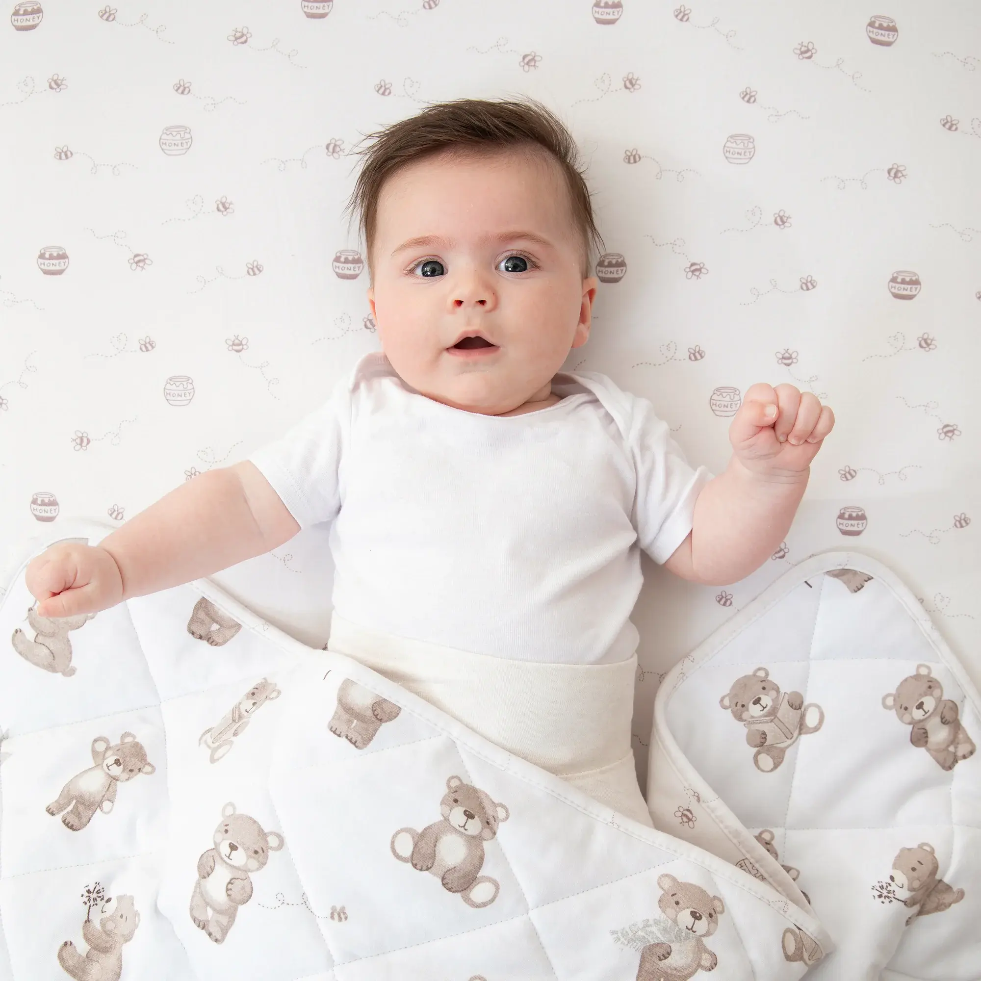 Living Textiles Living Textiles Reversible Quilted Cot Comforter - Cuddly Bear