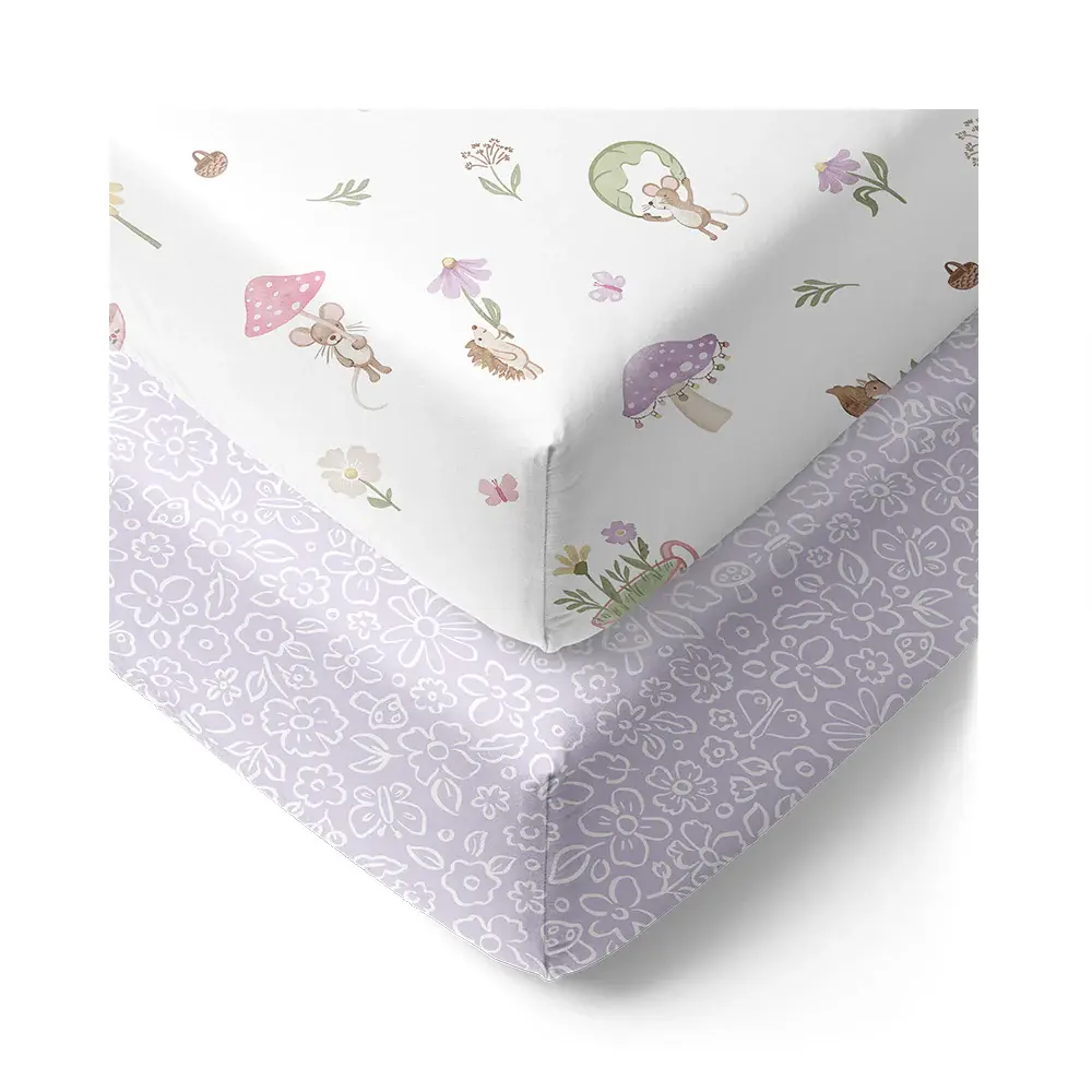 Living Textiles Living Textiles Organic Cot Fitted Sheet 2 Pack - Whimsical Wonderland