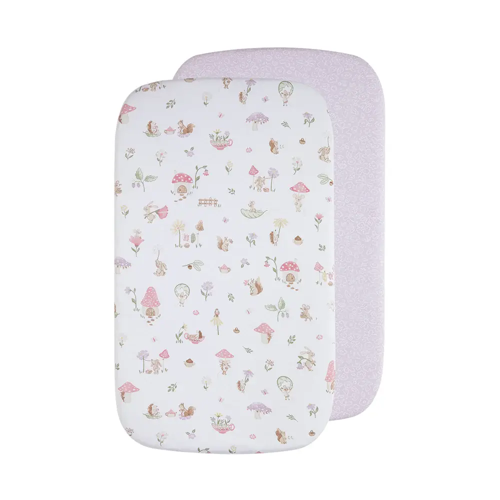 Living Textiles Living Textiles Organic Bedside Sleeper Fitted Sheet 2Pk- WhimsicalWonderland