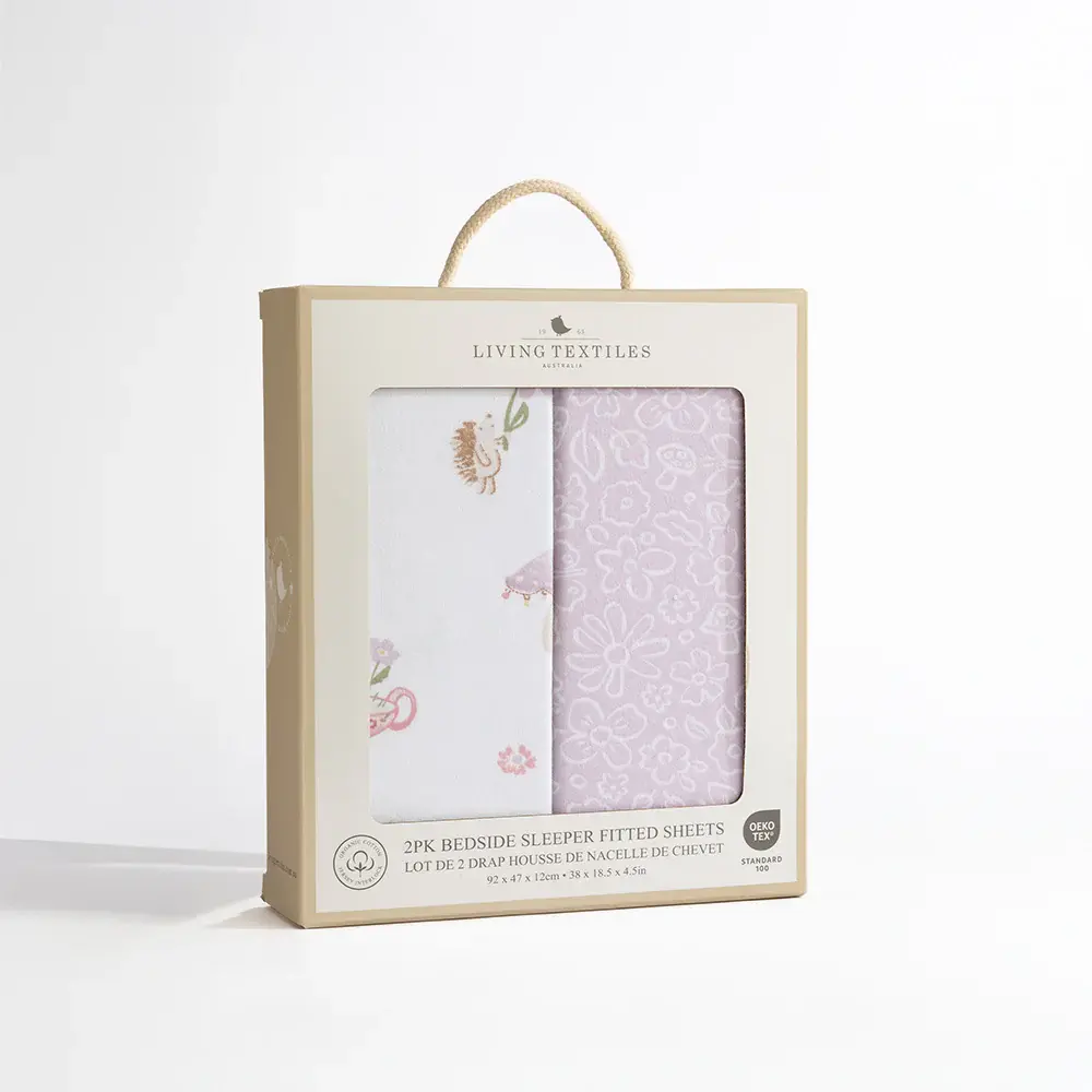 Living Textiles Living Textiles Organic Bedside Sleeper Fitted Sheet 2Pk- WhimsicalWonderland