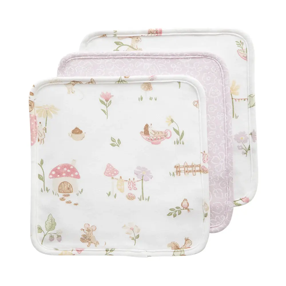 Living Textiles Living Textiles Organic Wash Cloths 3 Pack - Whimsical Wonderland