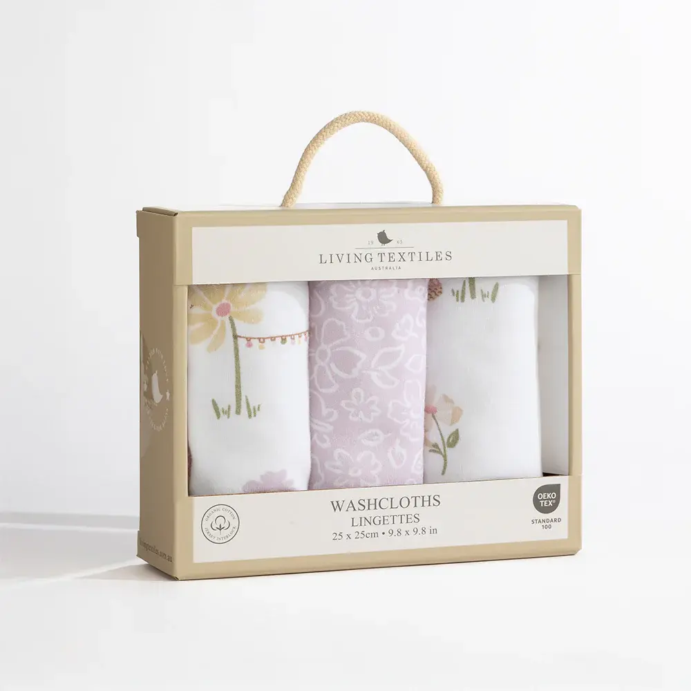 Living Textiles Living Textiles Organic Wash Cloths 3 Pack - Whimsical Wonderland