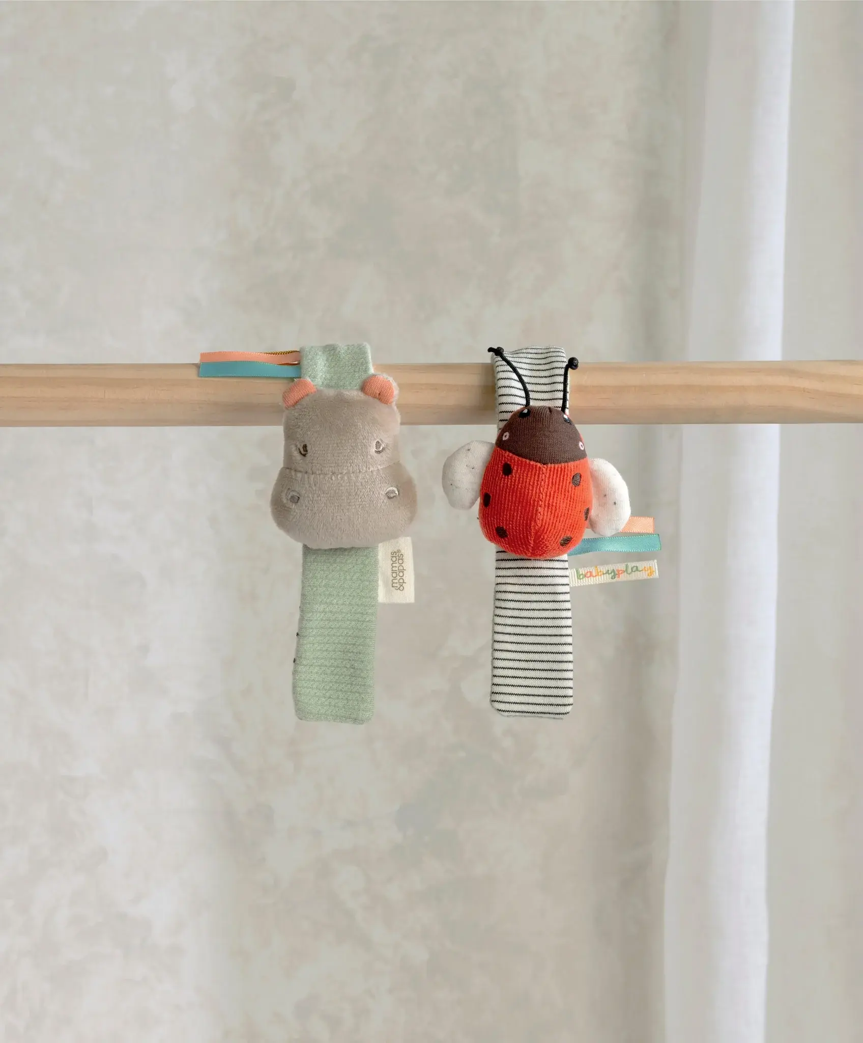 Mamas & Papas Mamas & Papas Wrist Rattles - Hippo/Ladybird  (2 Pack)