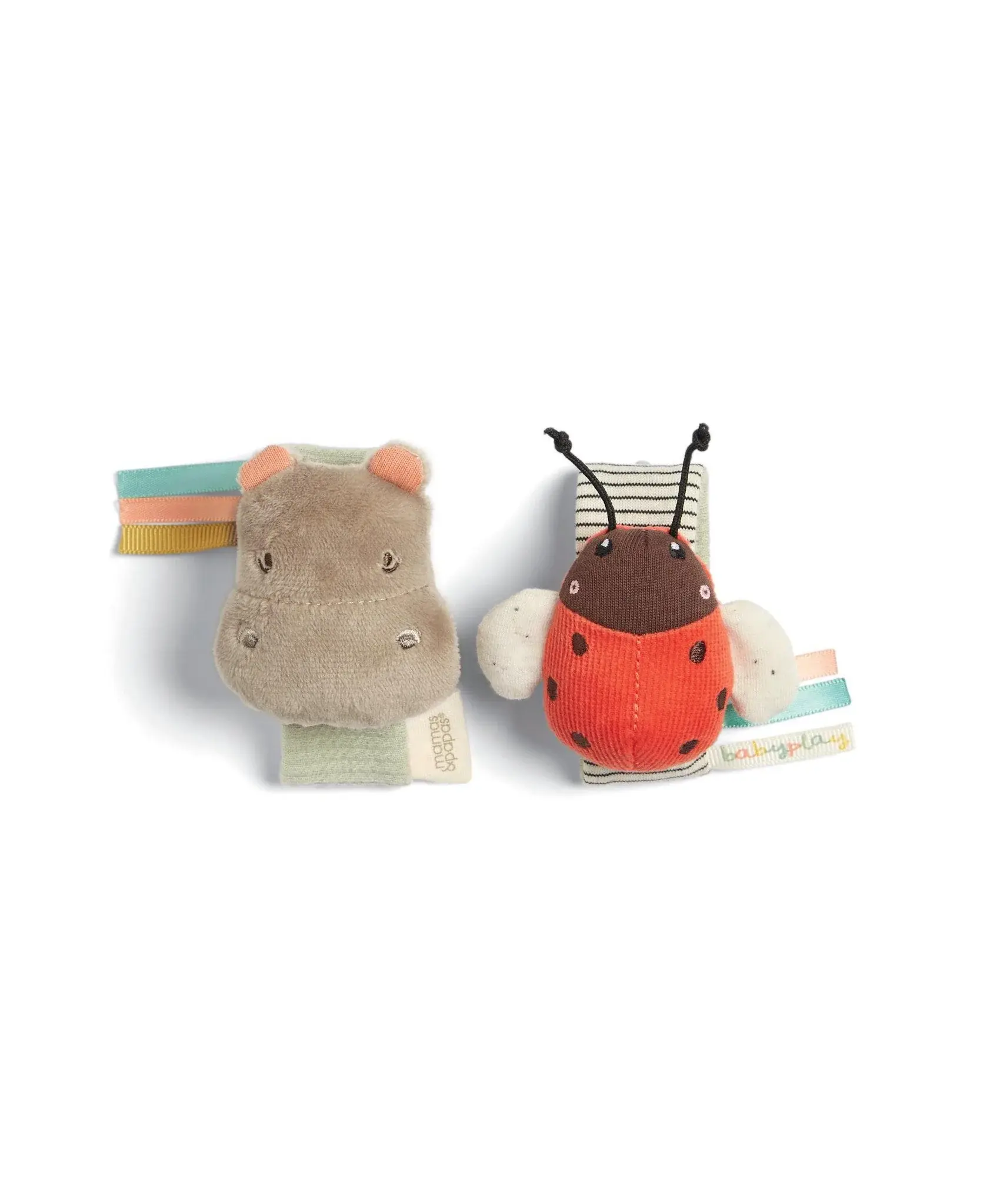 Mamas & Papas Mamas & Papas Wrist Rattles - Hippo/Ladybird  (2 Pack)