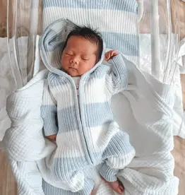 Indigo Dreams Indigo Dreams Chunky Knit Hooded Romper Polar Blue