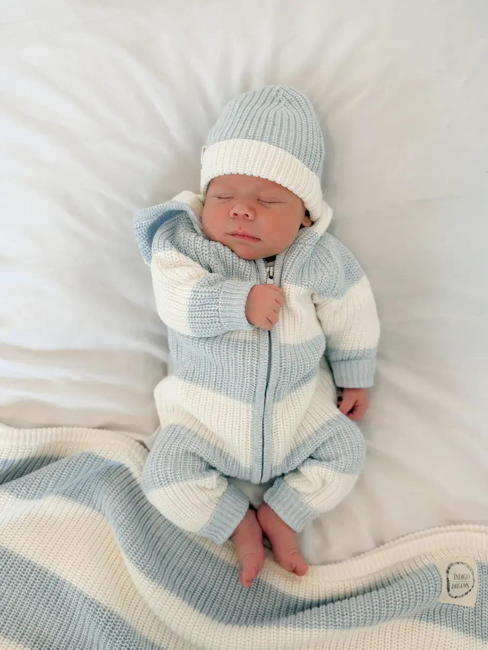 Indigo Dreams Indigo Dreams Chunky Knit Hooded Romper Polar Blue