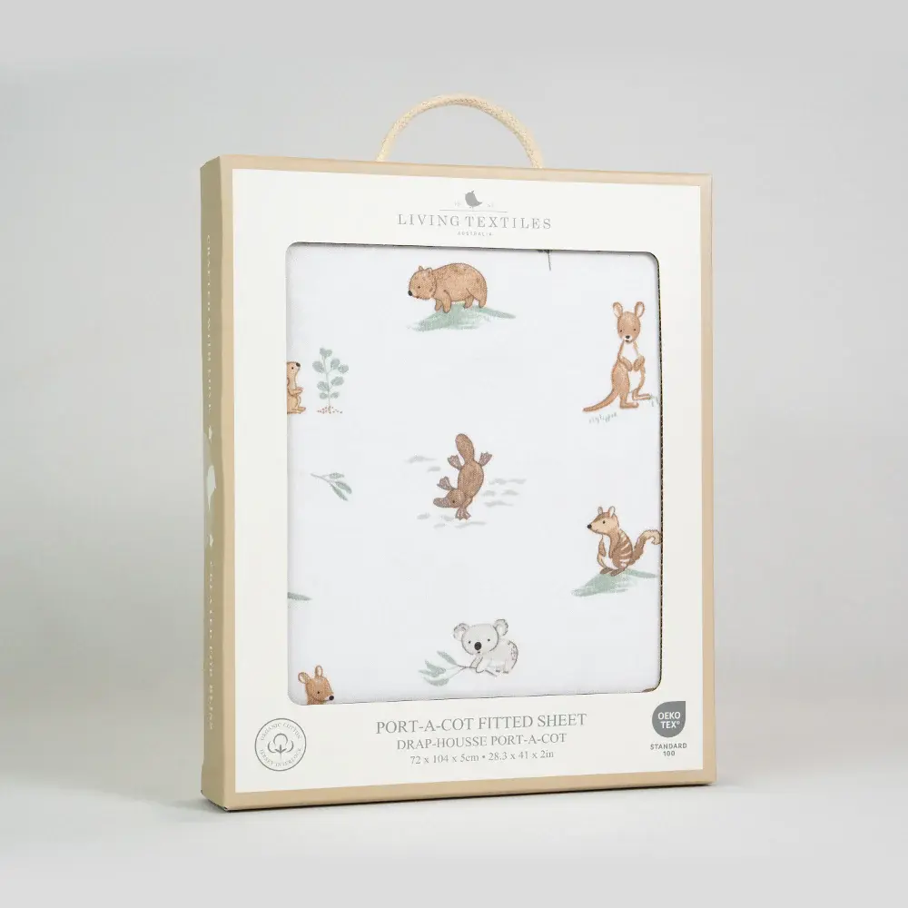 Living Textiles Living Textiles 1-pack Port-a-cot Fitted Sheet - Australiana