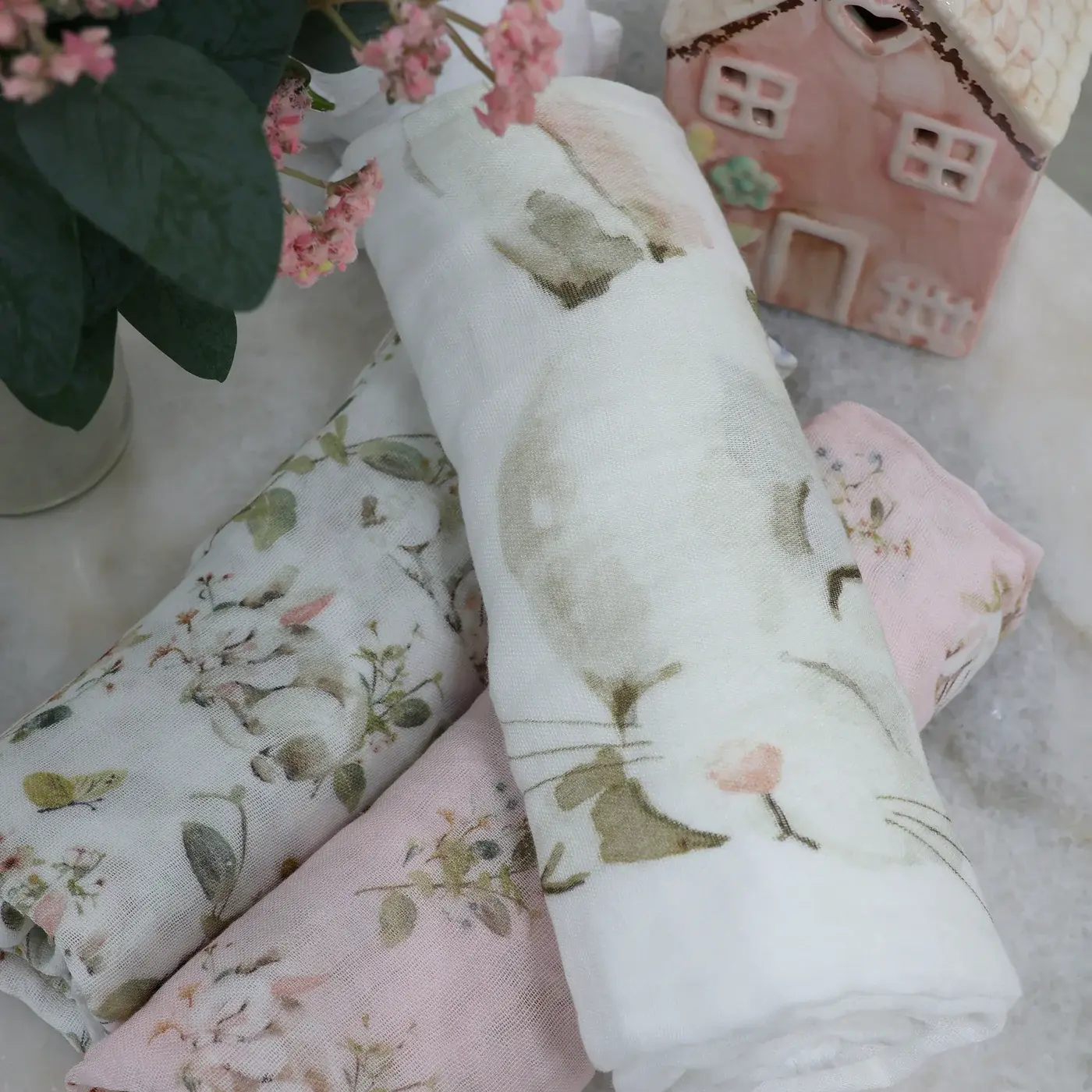 Bubba Blue Bubba Blue Sleeping Bunny 3PK Muslin Wraps