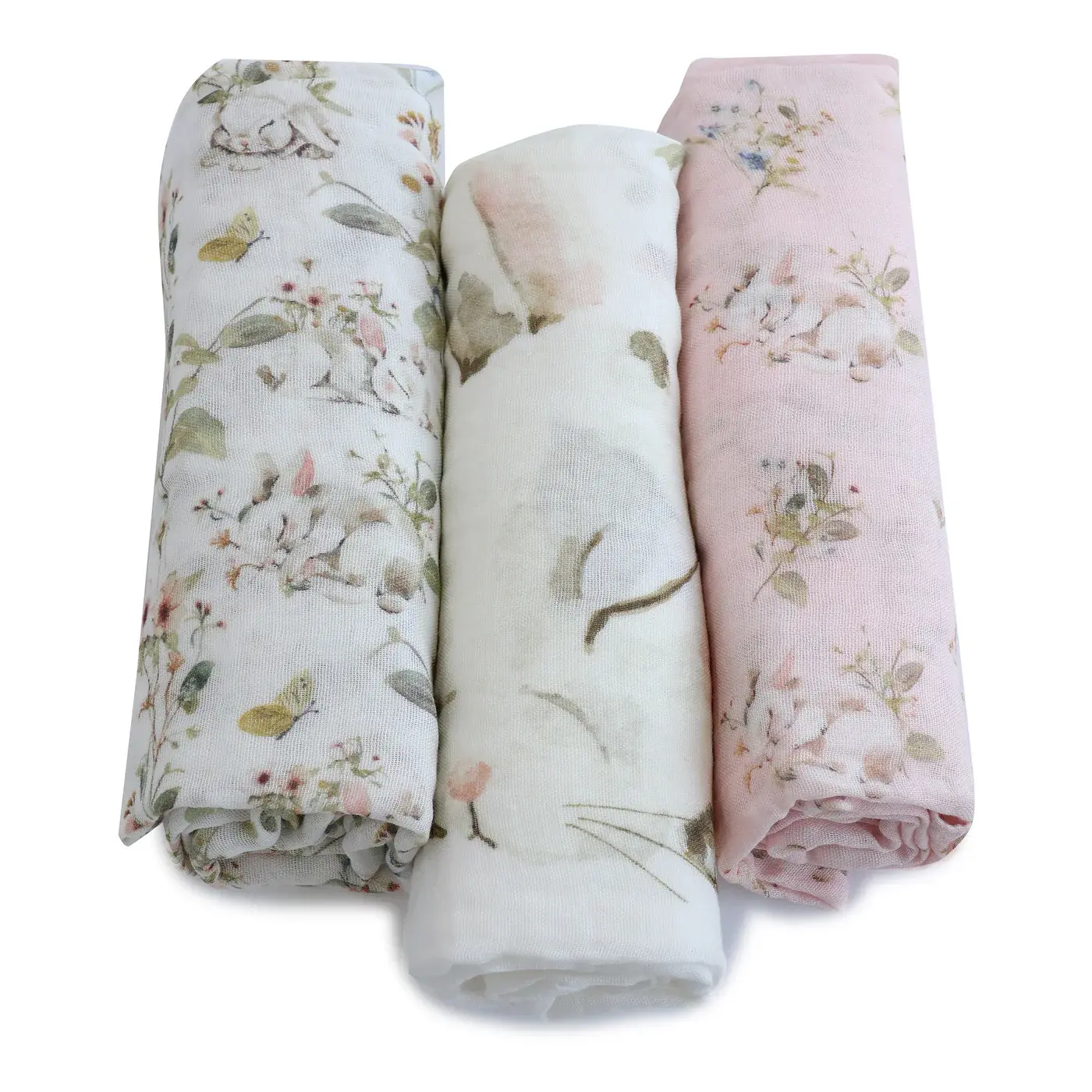 Bubba Blue Bubba Blue Sleeping Bunny 3PK Muslin Wraps