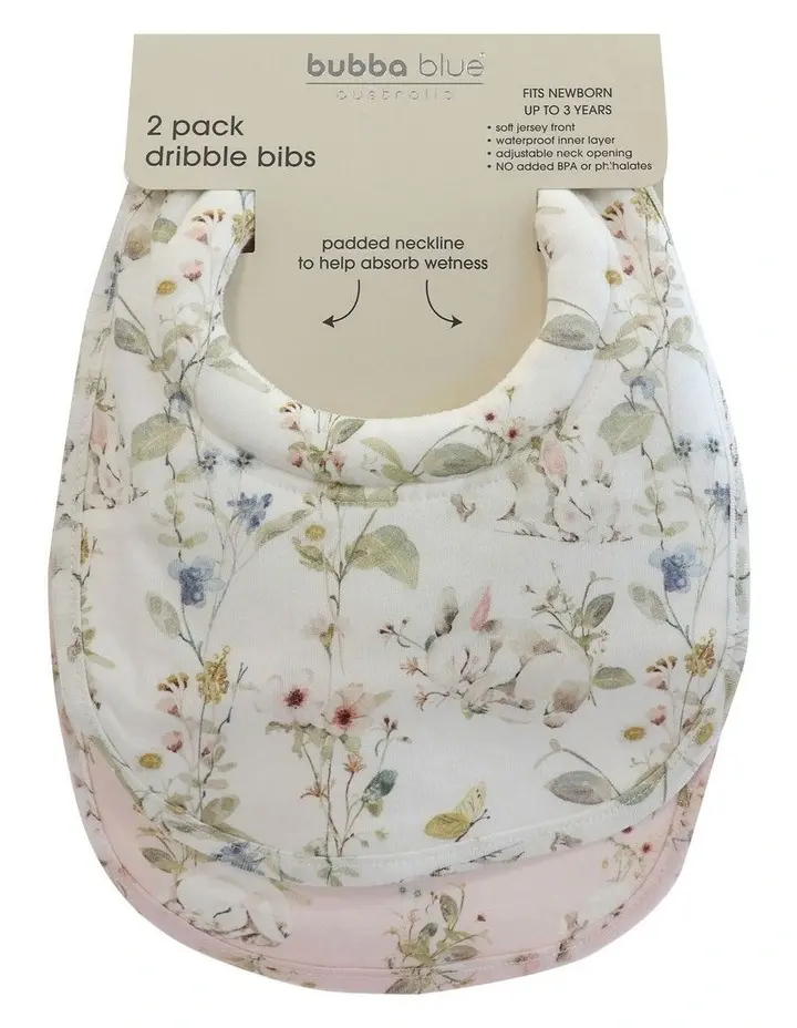 Bubba Blue Bubba Blue Sleeping Bunny 2PK Dribble Bibs