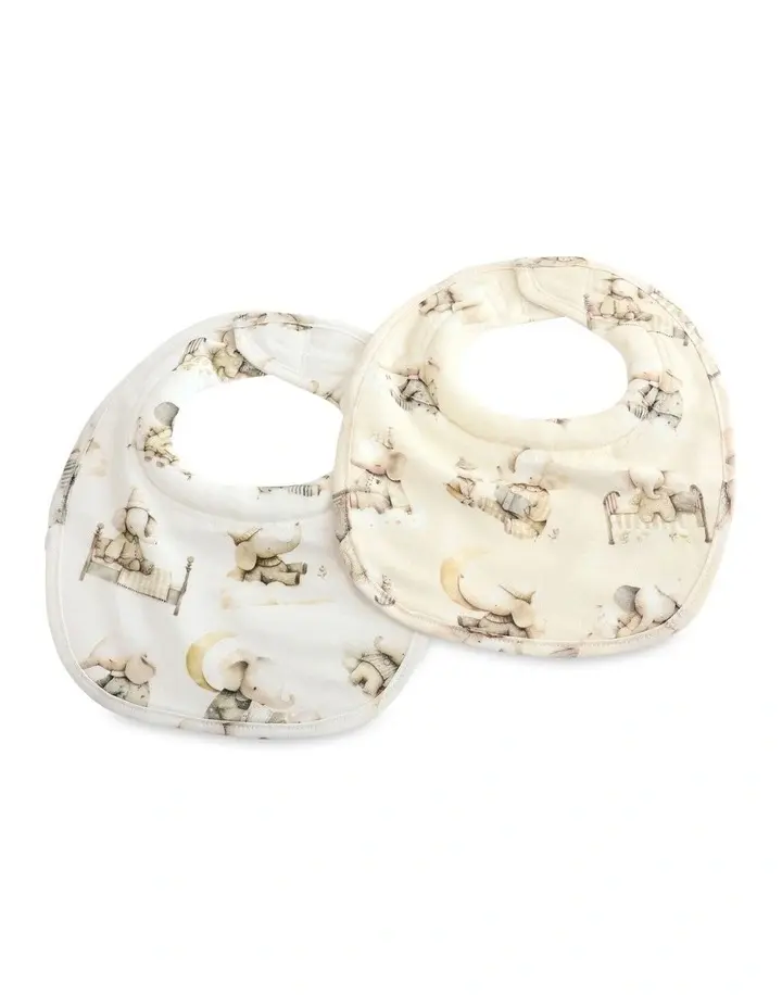 Bubba Blue Bubba Blue Elephant Bedtime 2PK Dribble Bibs